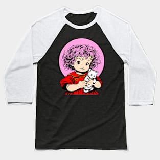 Baby anime girl with cute cat Baseball T-Shirt